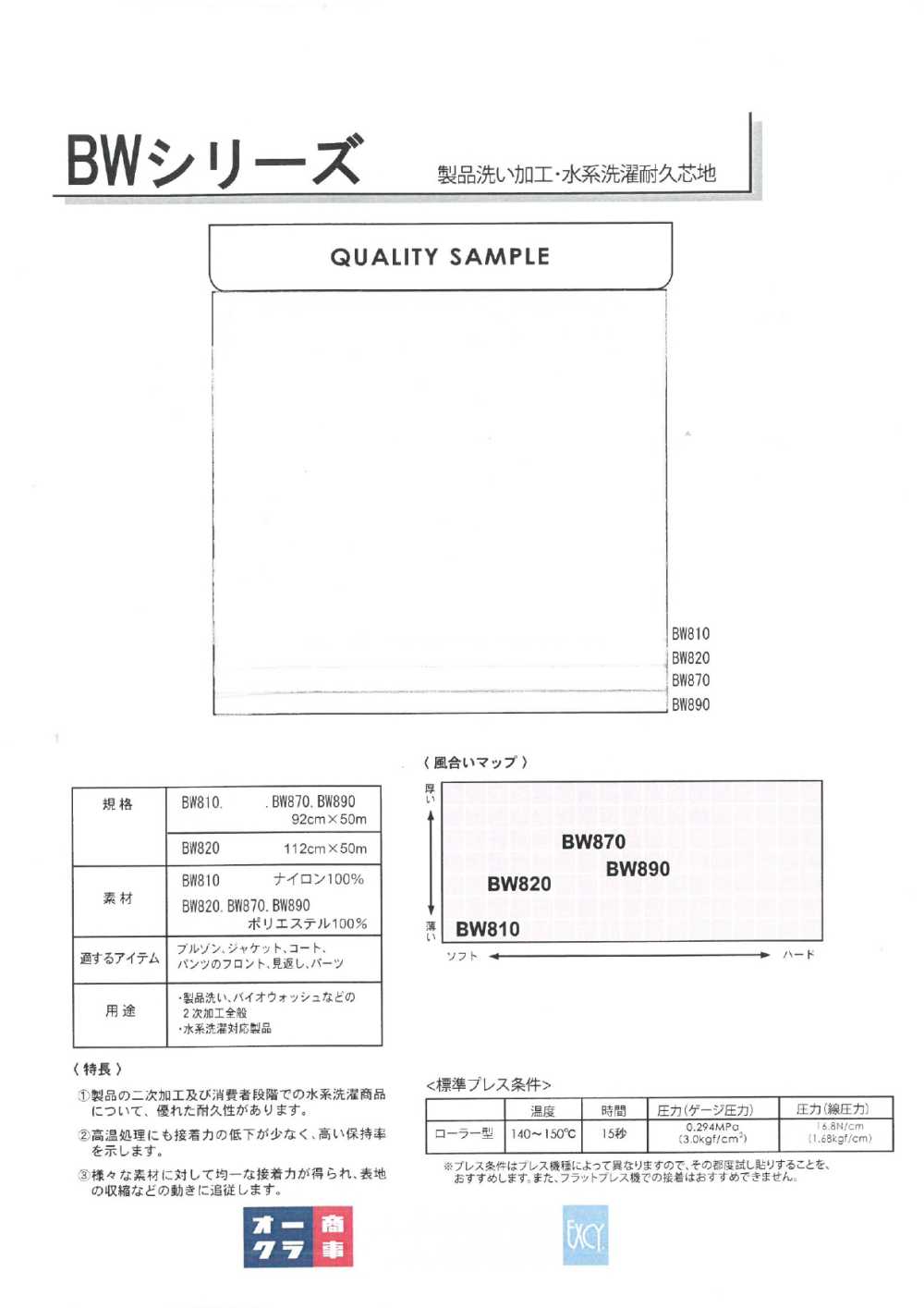 BW870 Gia Công Giặt Sản Phẩm/giặt Bằng Nước Có Lớp Lót Bền (30D)[Xen Kẽ] Nittobo