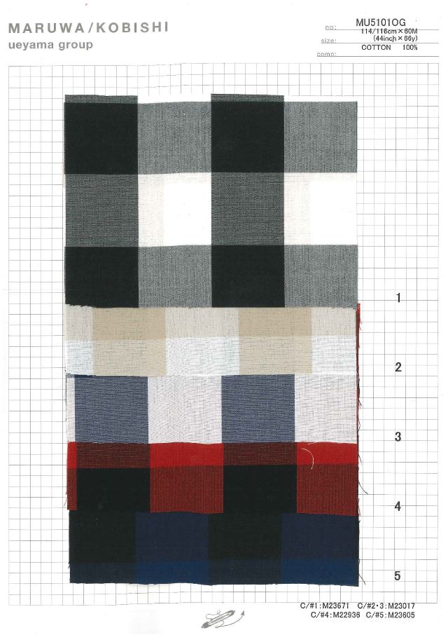 MU5101OG Kẻ Caro Khối Vải Cotton Typewritter Ueyama Textile