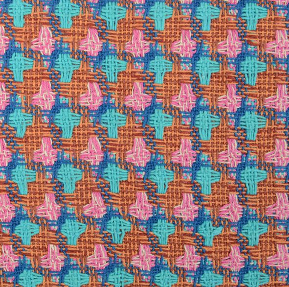 A7545 LINTON Vải Vải Tweed Linton Sản Xuất Tại Anh Màu Cam X Xanh Ngọc Lam X Hồng LINTON