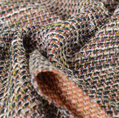 Z6354 LINTON Vải Vải Tweed Sản Xuất Tại Anh Tím Xanh X Cam X Trắng LINTON Ảnh phụ