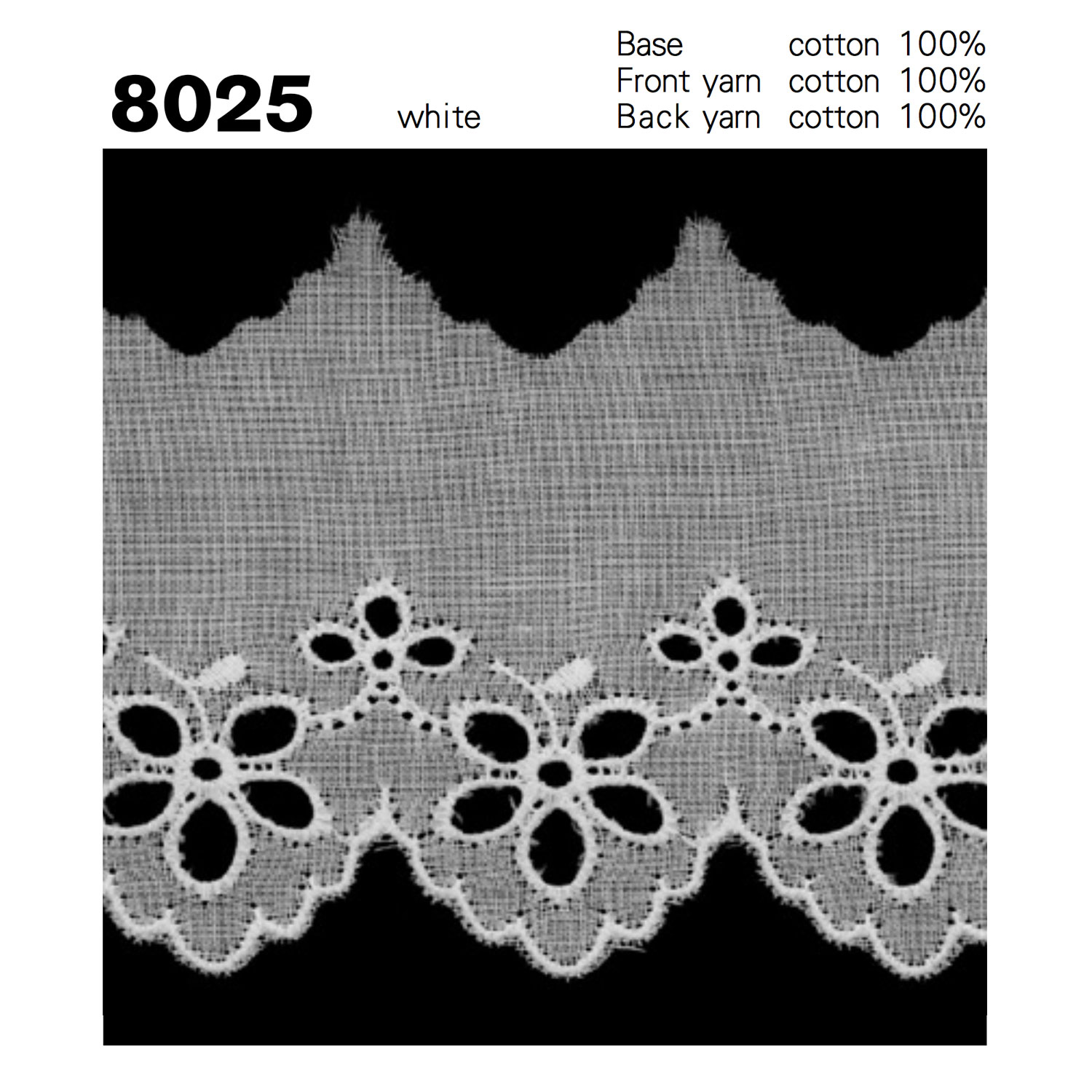 8025 Ren / Đăng Ten Cotton Chiều Rộng Hẹp Kyowa Lace