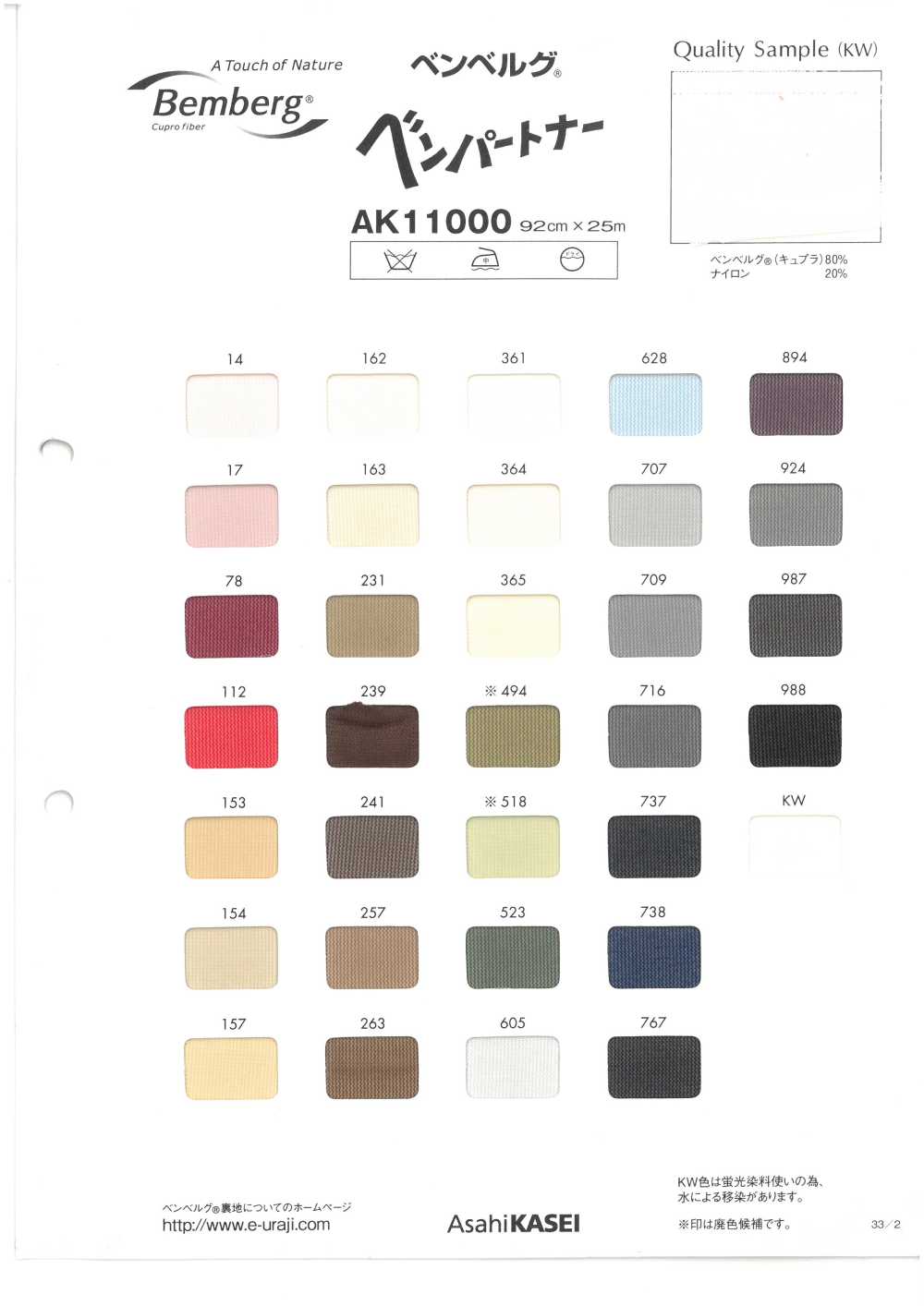 AK11000 Bemberg ®Ben Đối Tác[Vải Lót] Asahi KASEI