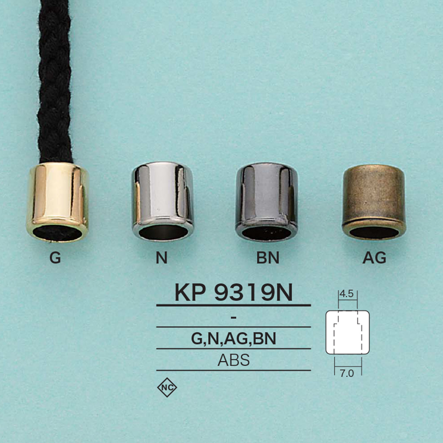 KP9319N Đầu ống Bọc đầu Dây Hình Trụ (Mạ)[Mặt Thắt Lưng Và Khoen] IRIS