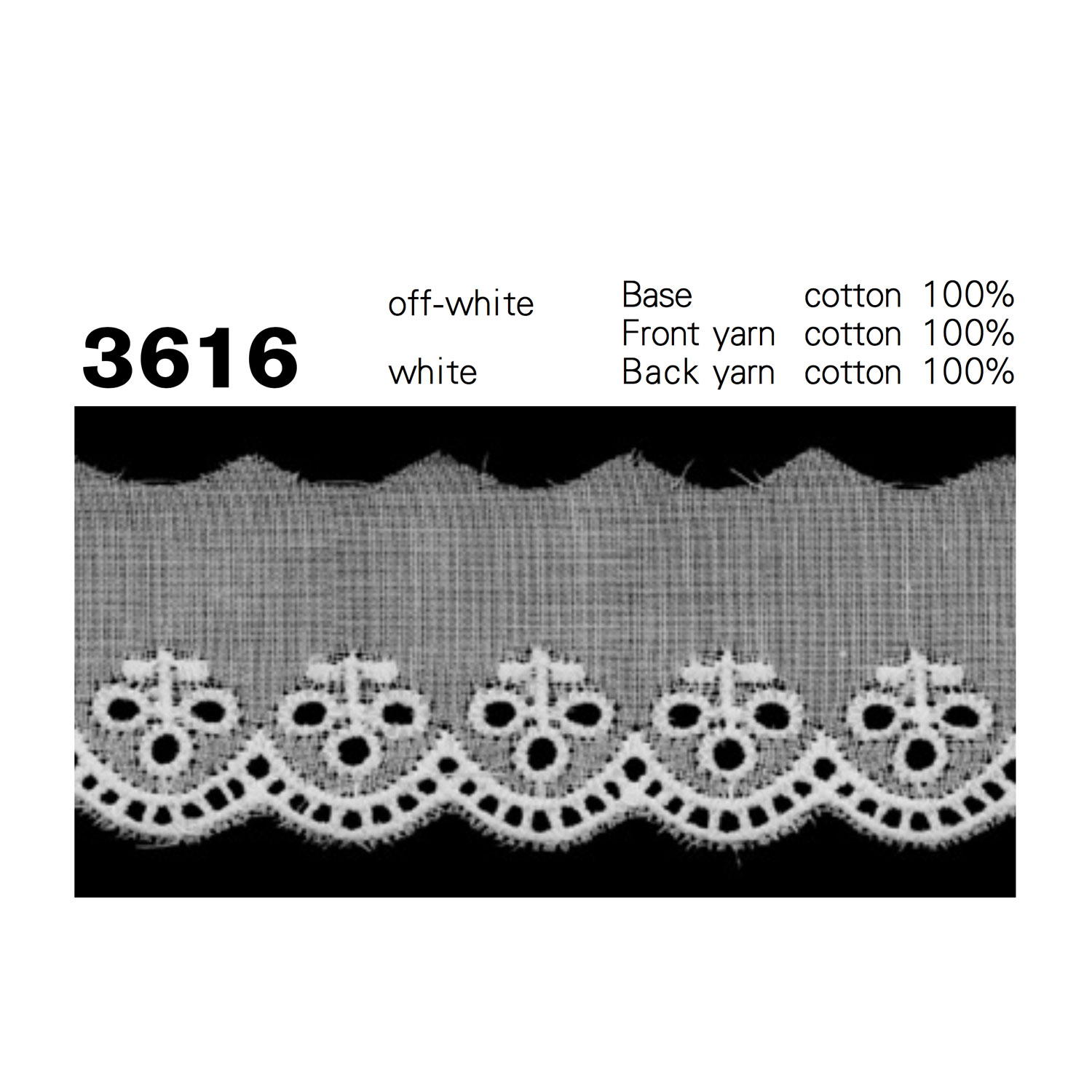 3616 Chất Liệu Cotton Ren / Đăng Ten Mịn Kyowa Lace