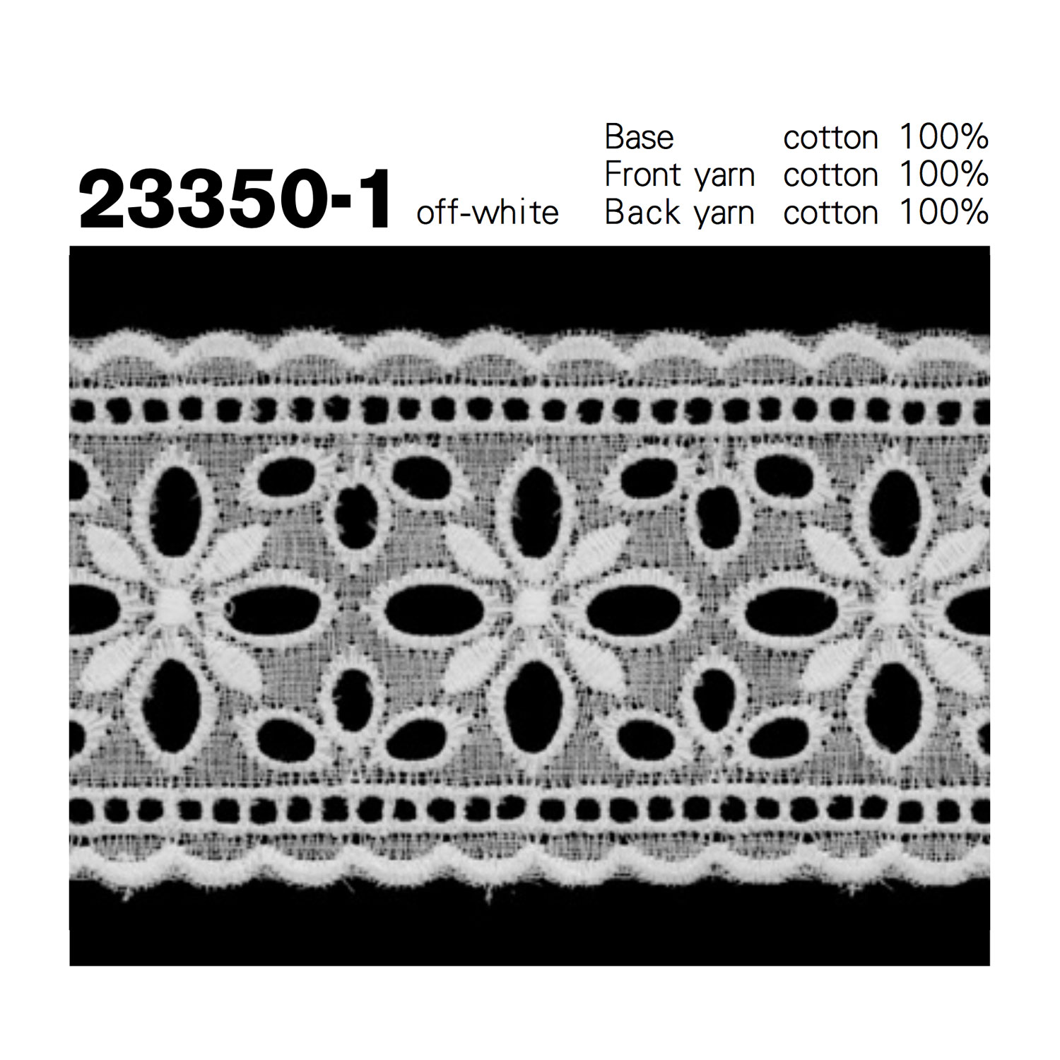 23350-1 Chất Liệu Cotton Ren / Đăng Ten Mịn Kyowa Lace