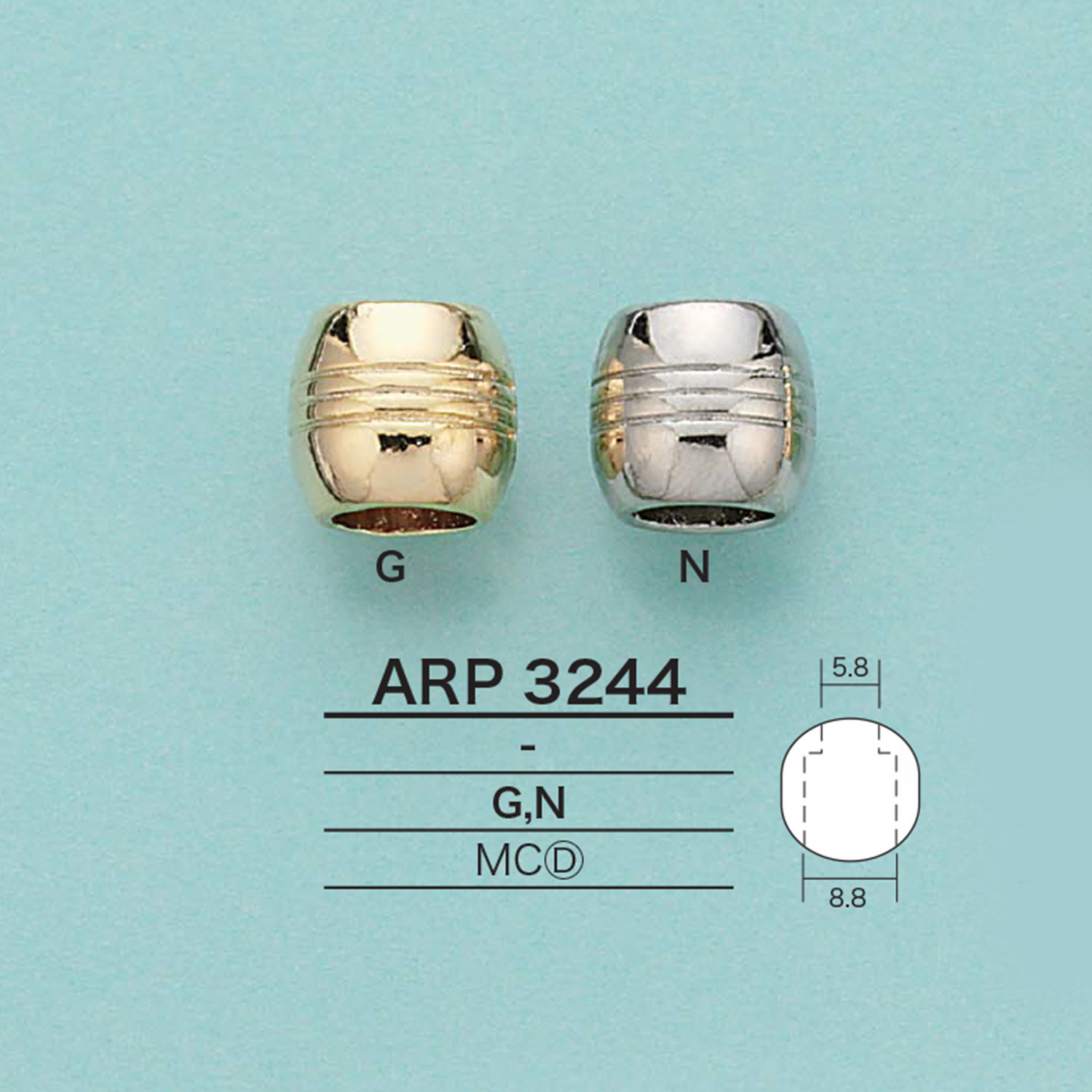 ARP3244 Đầu ống Bọc đầu Dây Tròn (Mạ)[Mặt Thắt Lưng Và Khoen] IRIS