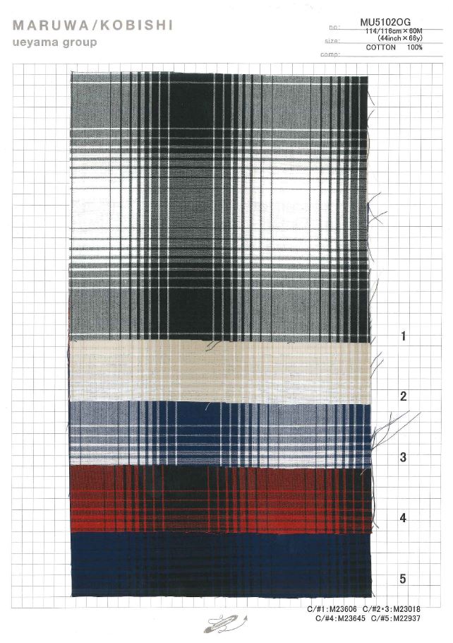 MU5102OG Vải Cotton Typewritter Khi Kẻ Caro Ngắt Ueyama Textile