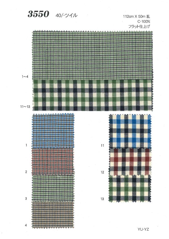 3550 Kẻ Caro Twill[Vải] Ueyama Textile