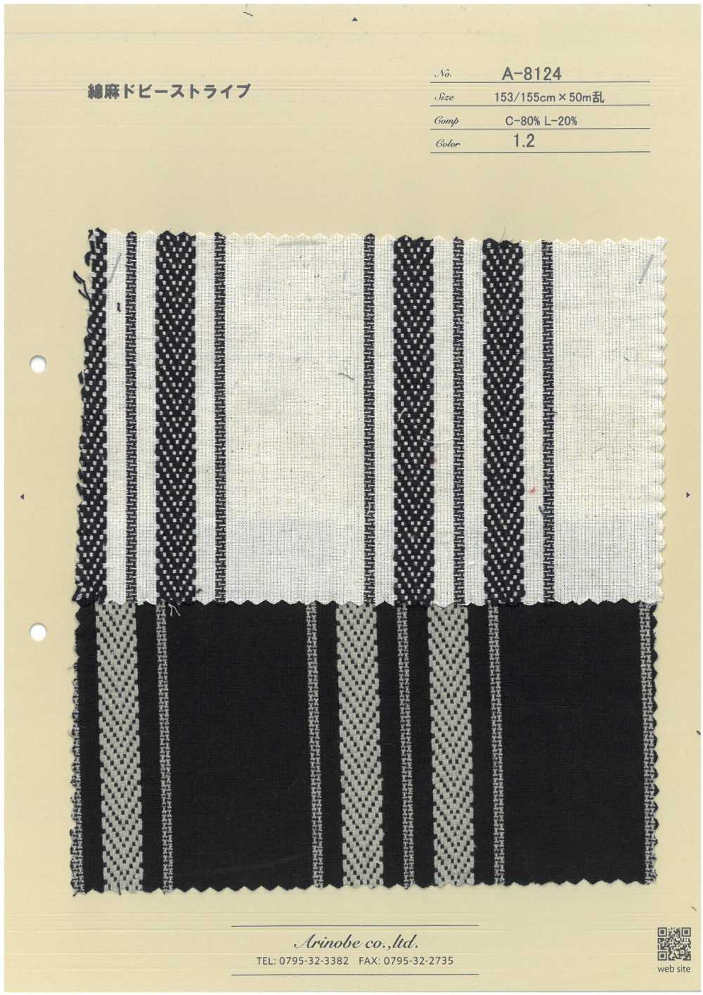 A-8124 Vải Sợi Gai Cotton Kẻ Sọc Dobby ARINOBE CO., LTD.