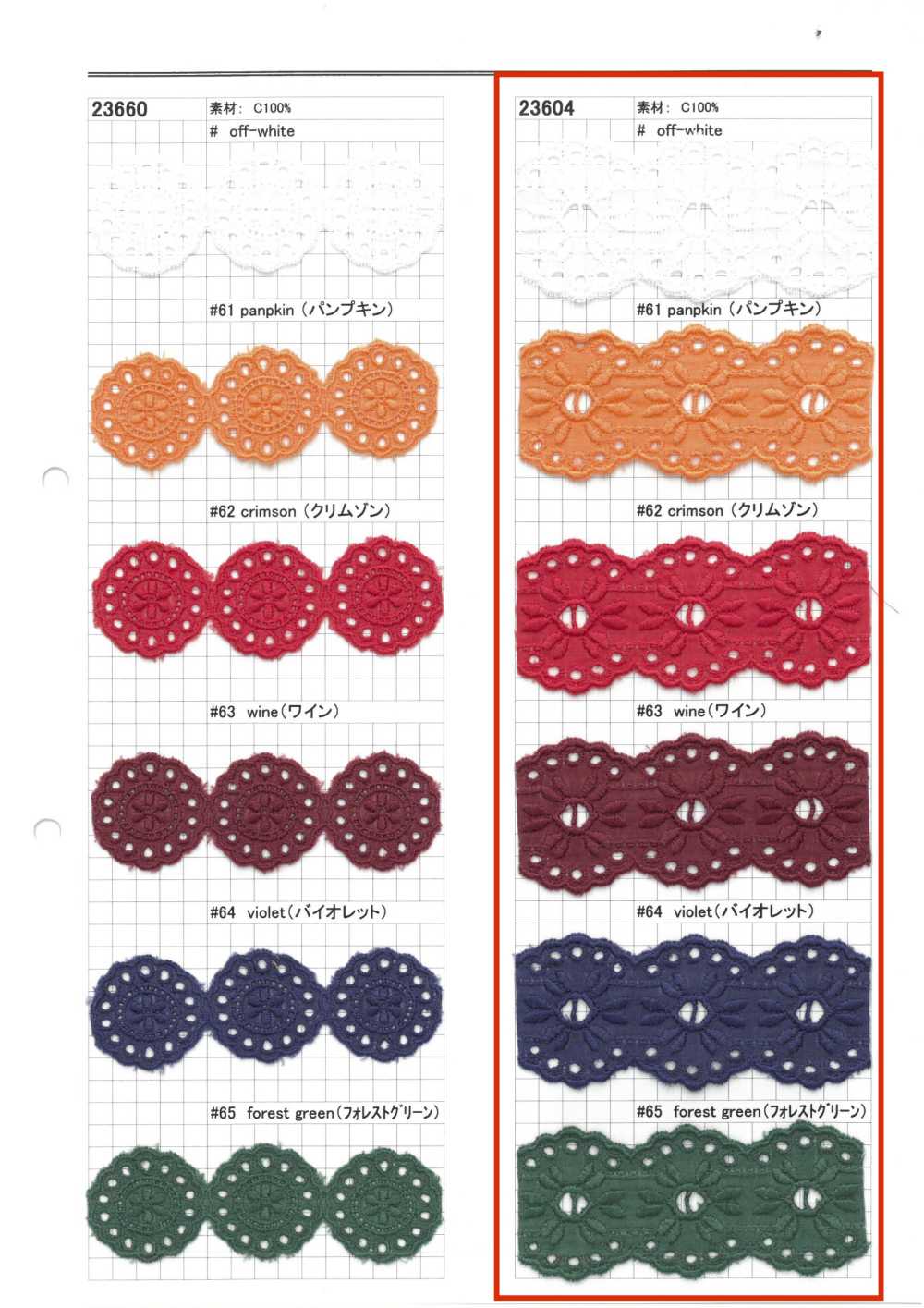 23604 Ren / Đăng Ten Hóa Học Hẹp Kyowa Lace