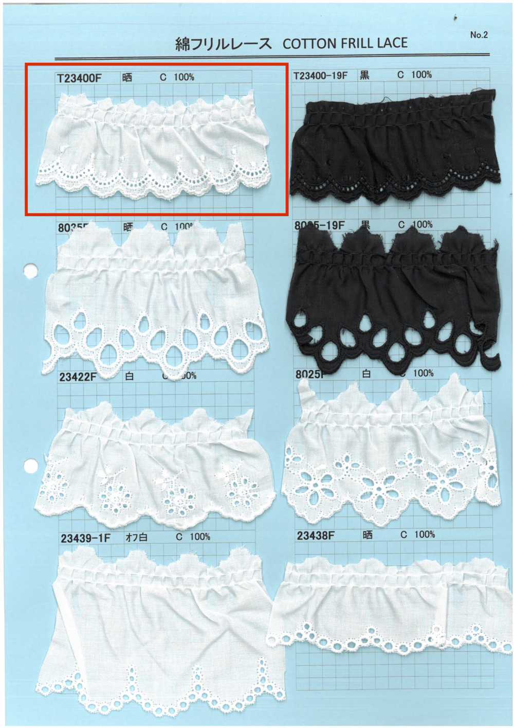 T23400F Ren / Đăng Ten Bèo Cotton Kyowa Lace