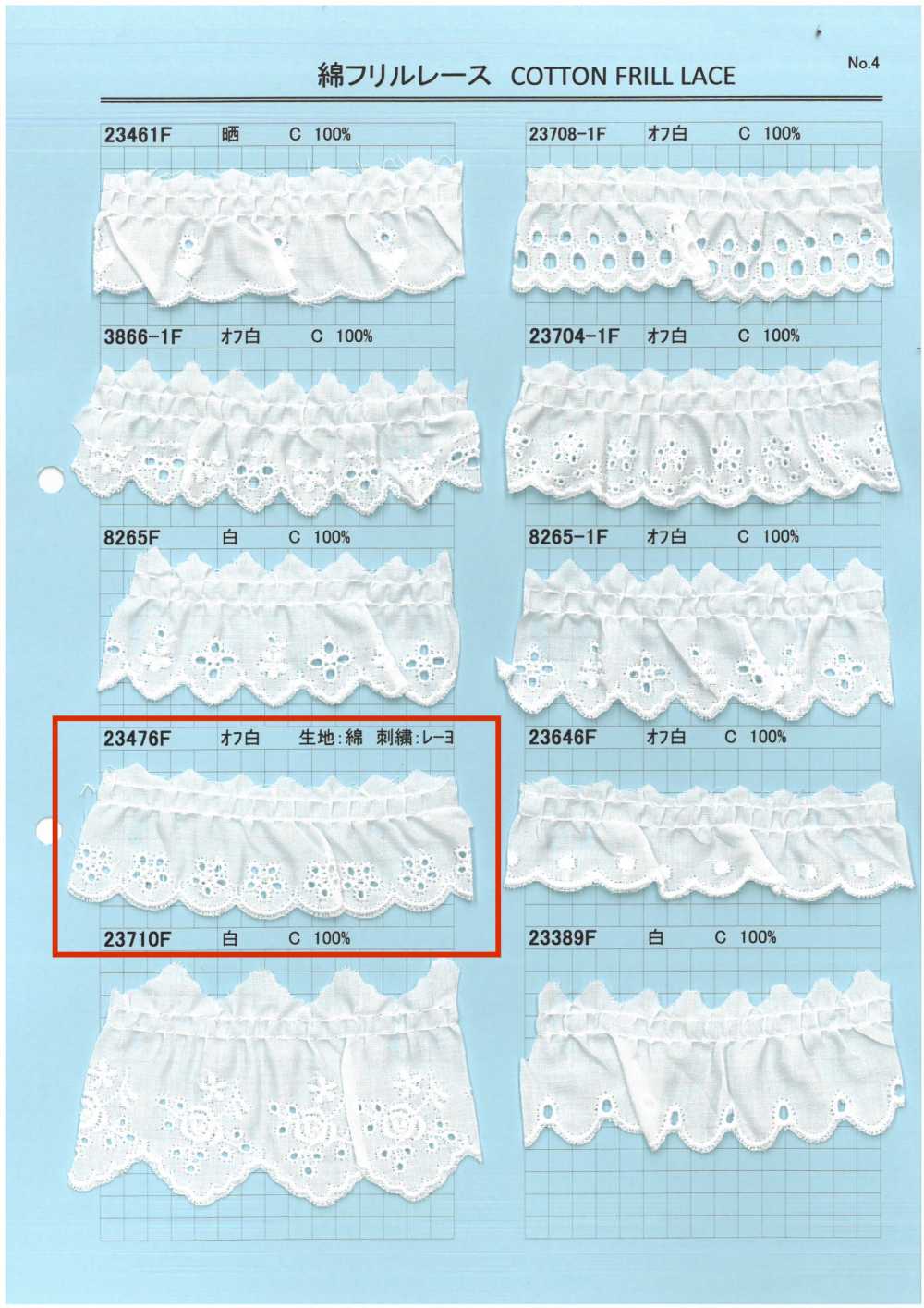 23476F Ren / Đăng Ten Bèo Cotton Kyowa Lace