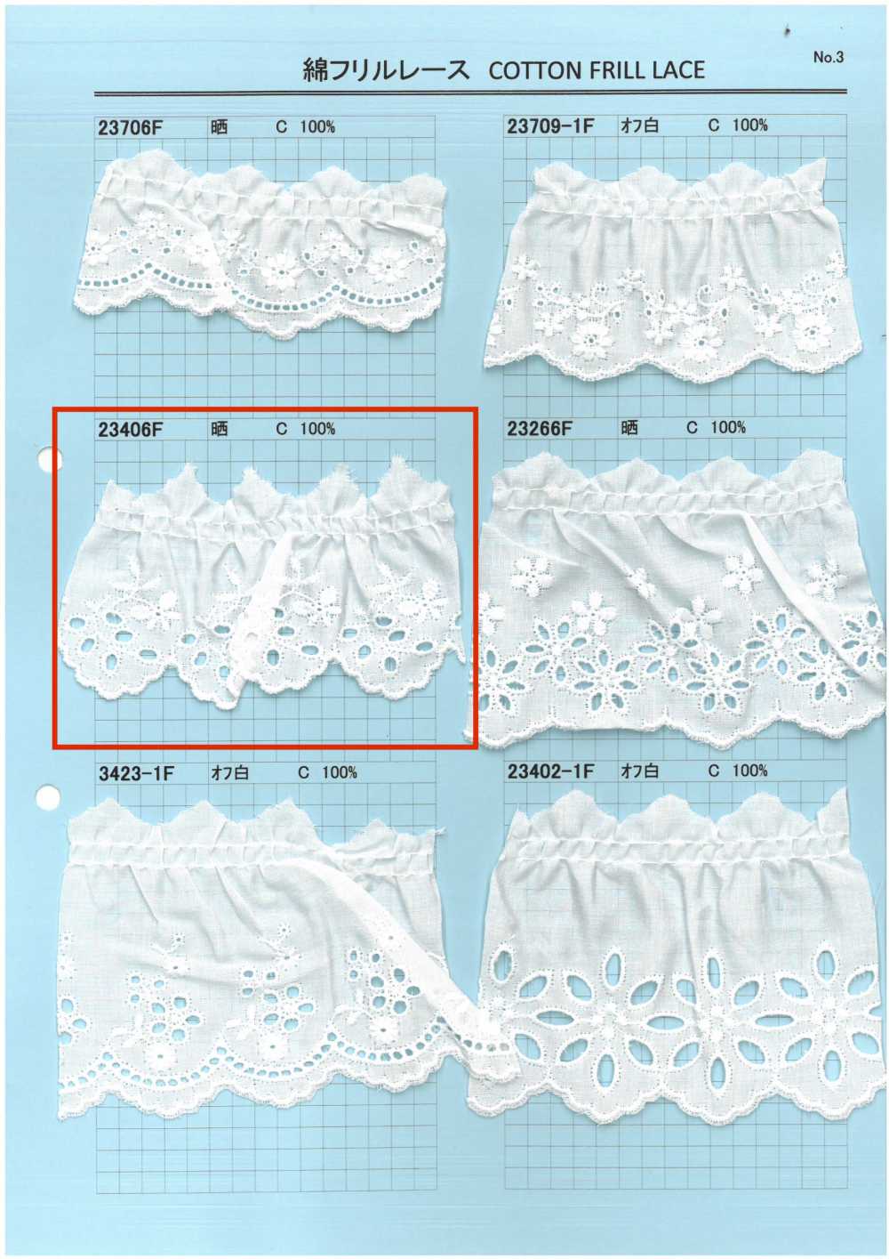 23406F Ren / Đăng Ten Bèo Cotton Kyowa Lace
