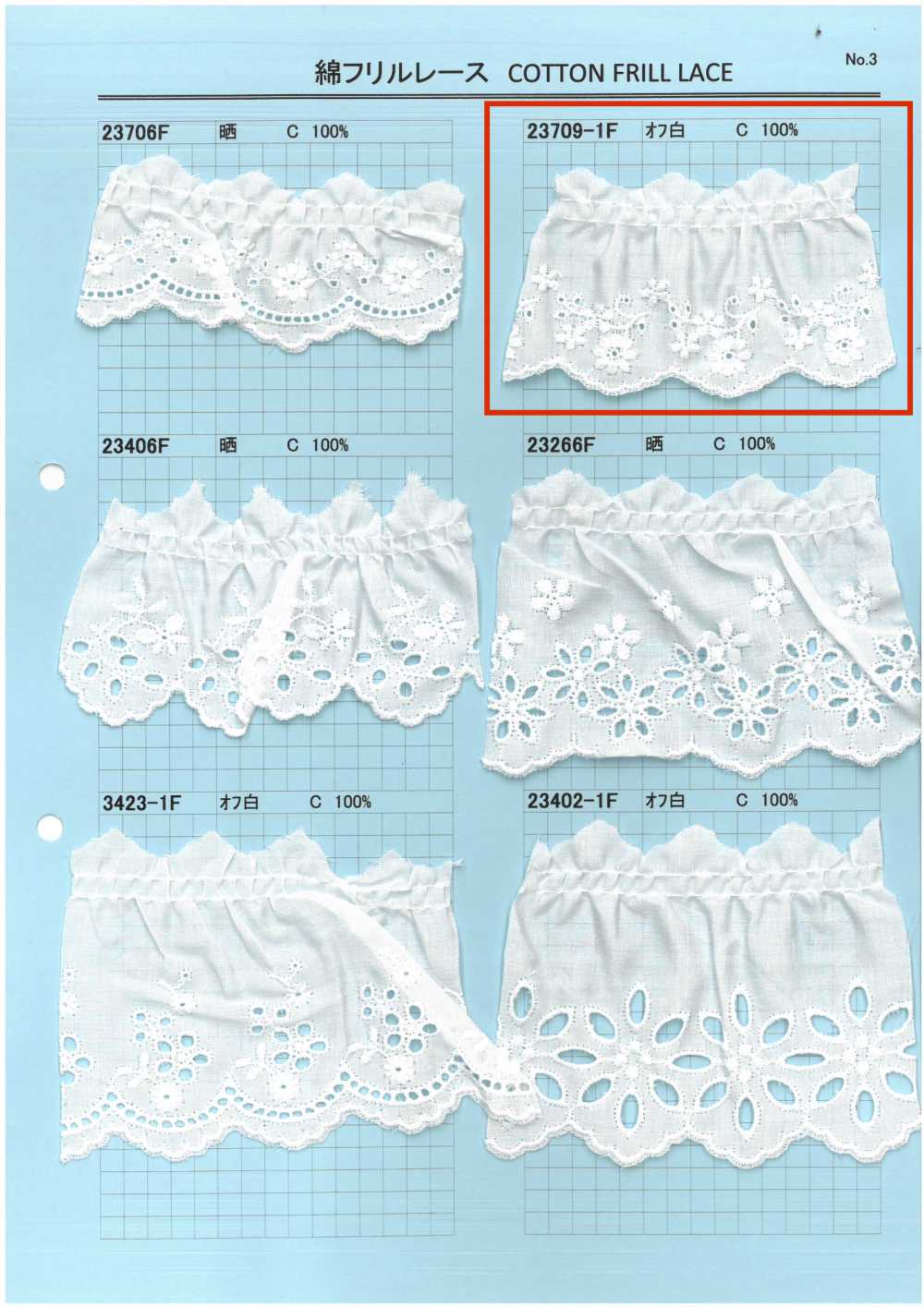 23709-1F Ren / Đăng Ten Bèo Cotton Kyowa Lace