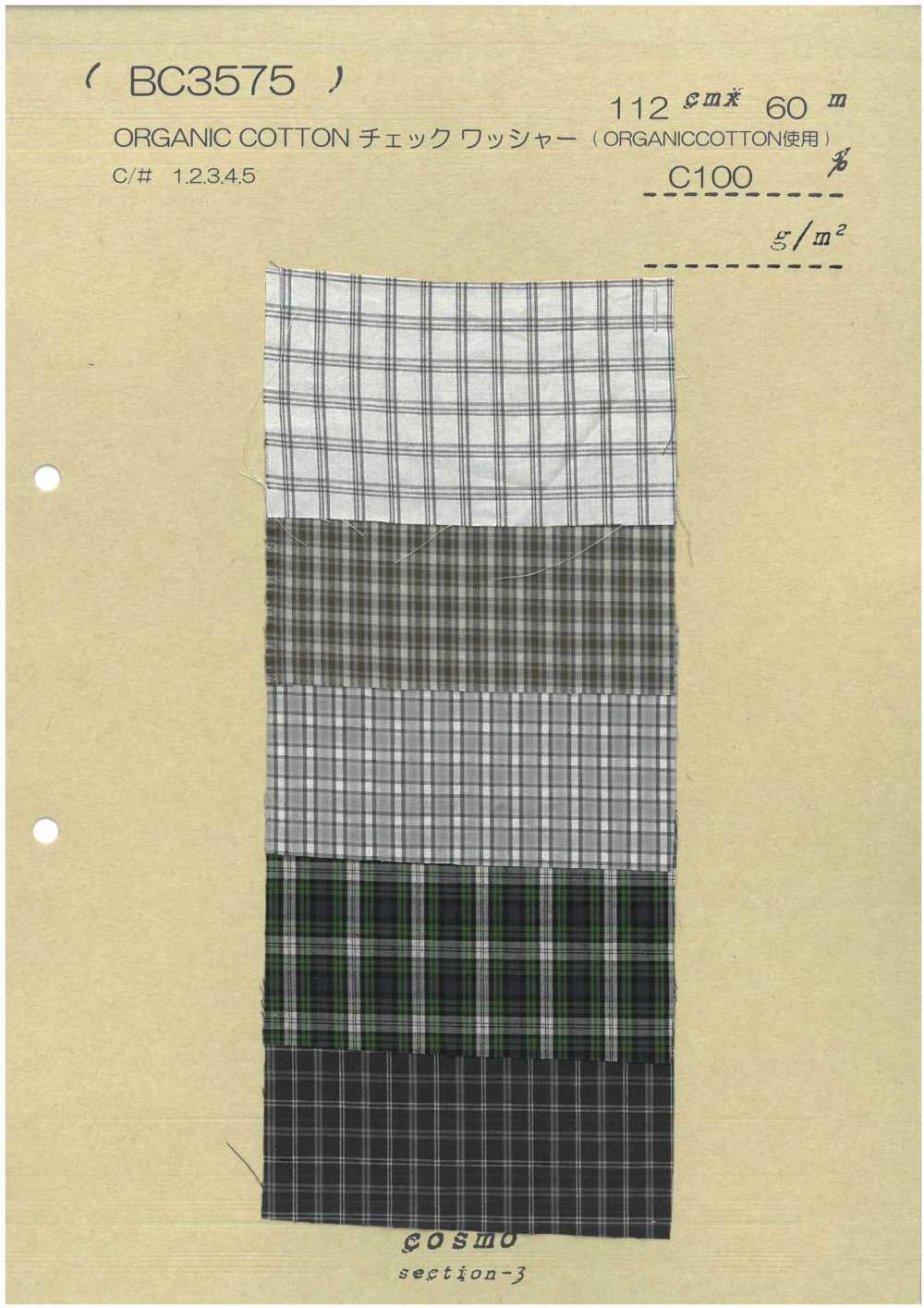 BC3575 Vải Cotton Hữu Cơ Kẻ Caro Giặt Khô COSMO TEXTILE