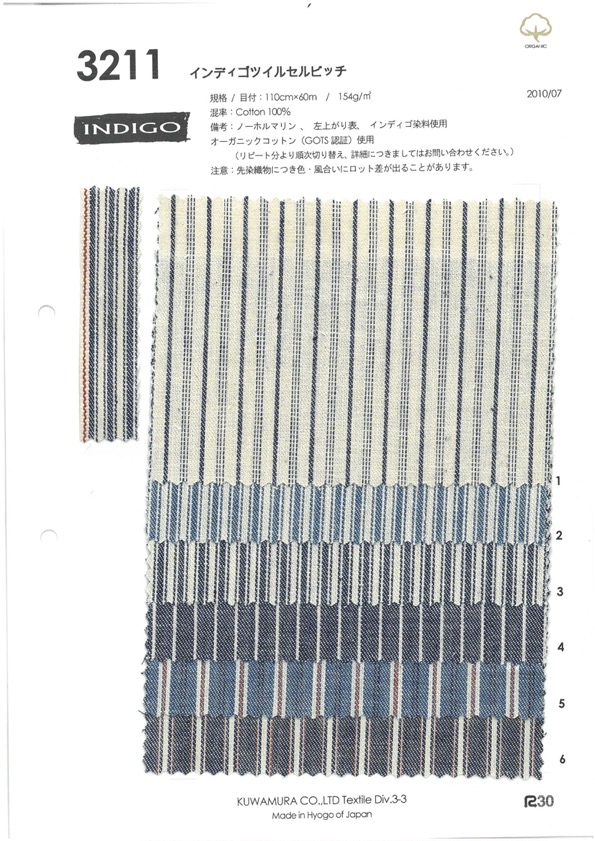 3211 Vải Selvedge Indigo Twill Kuwamura