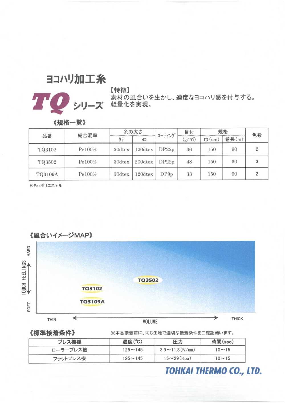 TQ-SAMPLE Keo Mếch Dựng Catalogue Sản Phẩm Keo TQ Series Tohkai Thermo(Thermo)