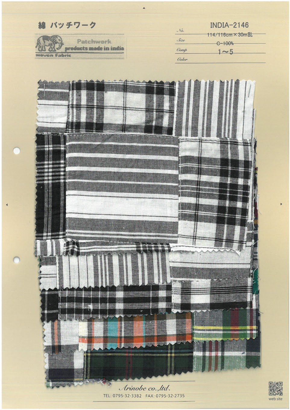 INDIA-2146 Vải Cotton Chắp Mảnh ARINOBE CO., LTD.