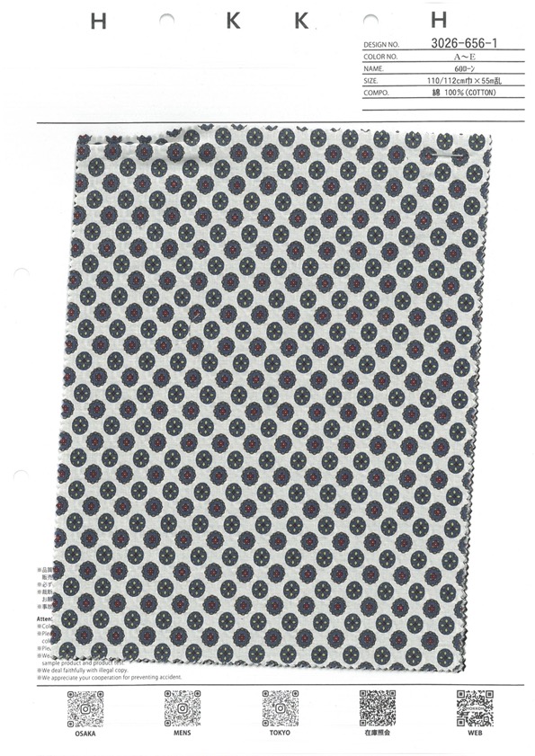 3026-656-1 60 Vải Cotton Lawn Komon Hokkoh