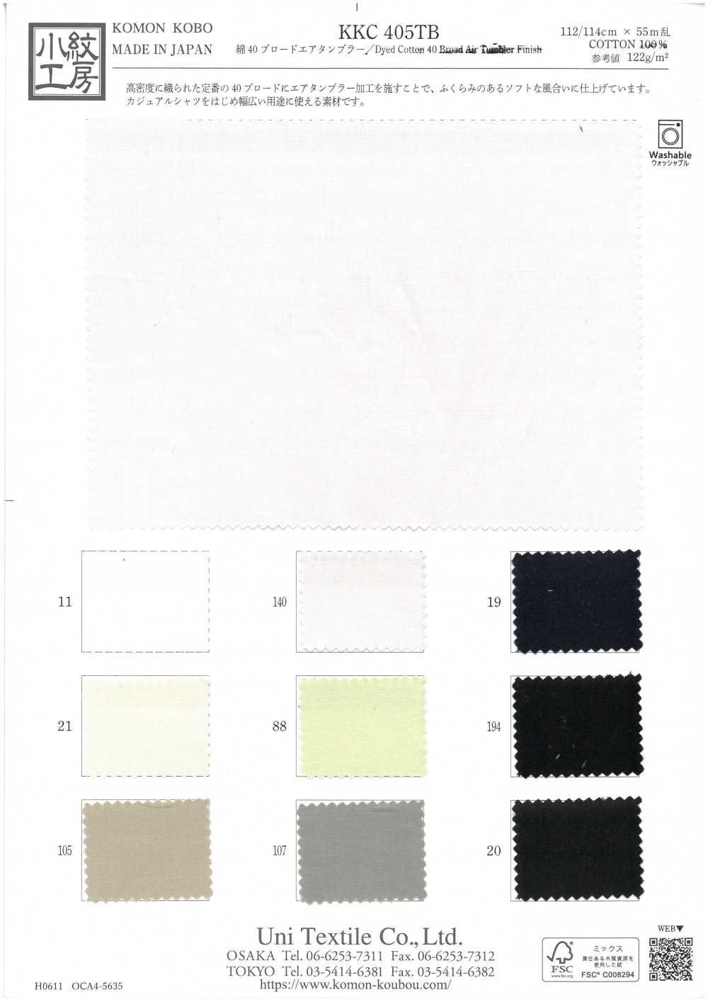 KKC405TB Máy Sấy Quần áo Cotton 40 Bản Vải Broadcloth Thoáng Khí Uni Textile