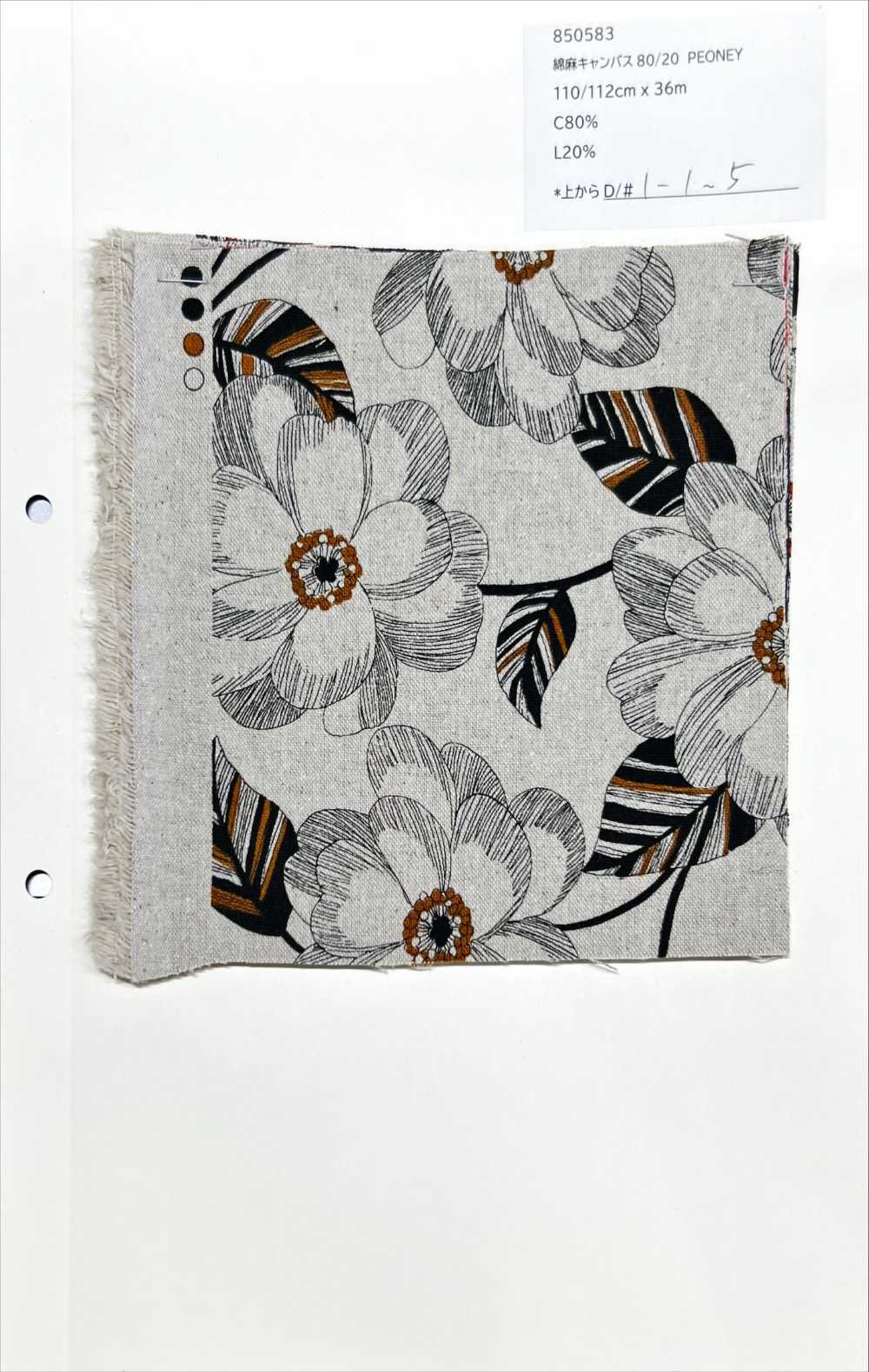 850583 Vải Vải Bố Canvas Sợi Gai 80/20 PEONEY VANCET