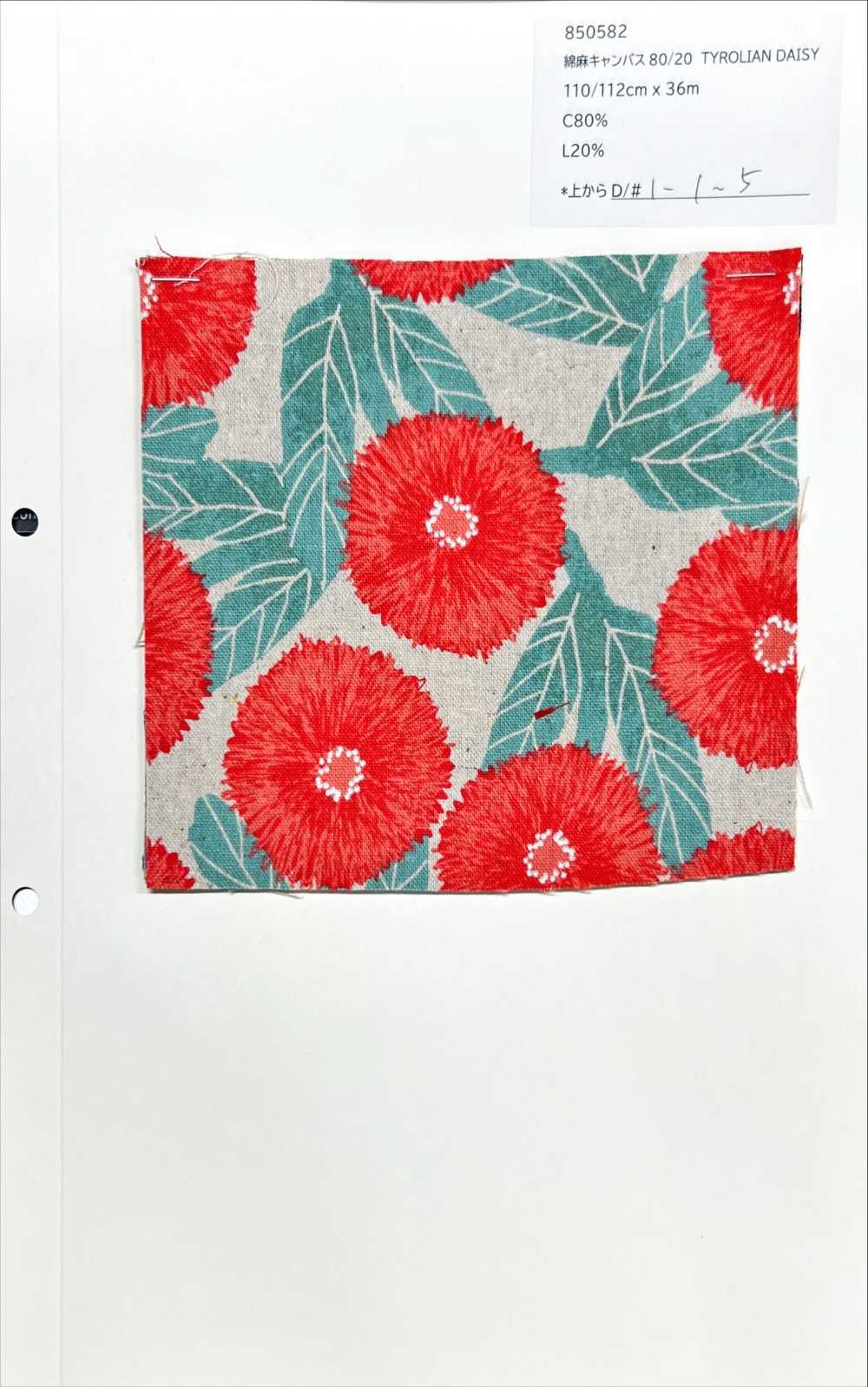 850582 Vải Bố Canvas Sợi Gai 80/20 TYROLIAN DAISY VANCET