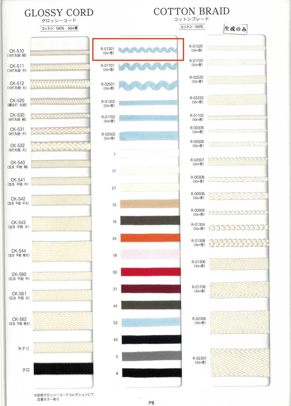 R-01301 Dây Tết Cotton[Ruy Băng, Băng, Dây] RIVER