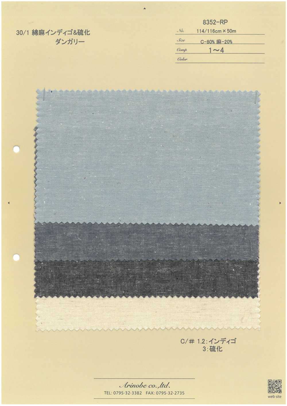 8352-RP Vải Thô Dungaree Sợi Gai 30/1 Màu Chàm Và Lưu Huỳnh ARINOBE CO., LTD.