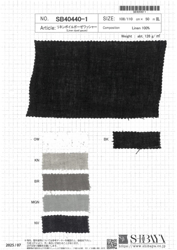 SB40440-1 Vải Gạc Vải Voan Mỏng đã Giặt SHIBAYA