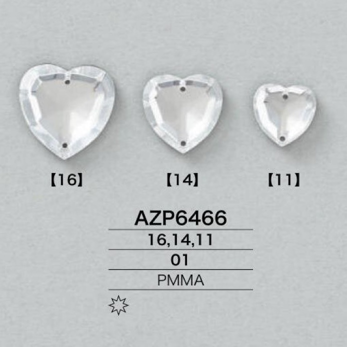 AZP6466 Phụ kiện đính may hình trái tim bằng nhựa resin acrylic[Các sản phẩm khác] IRIS