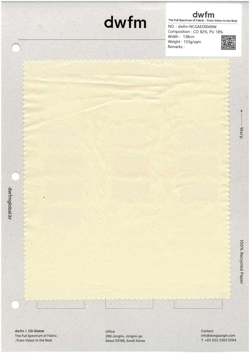 DWFM-NCGAED0049W Vải Broadcloth Cotton Phủ PU