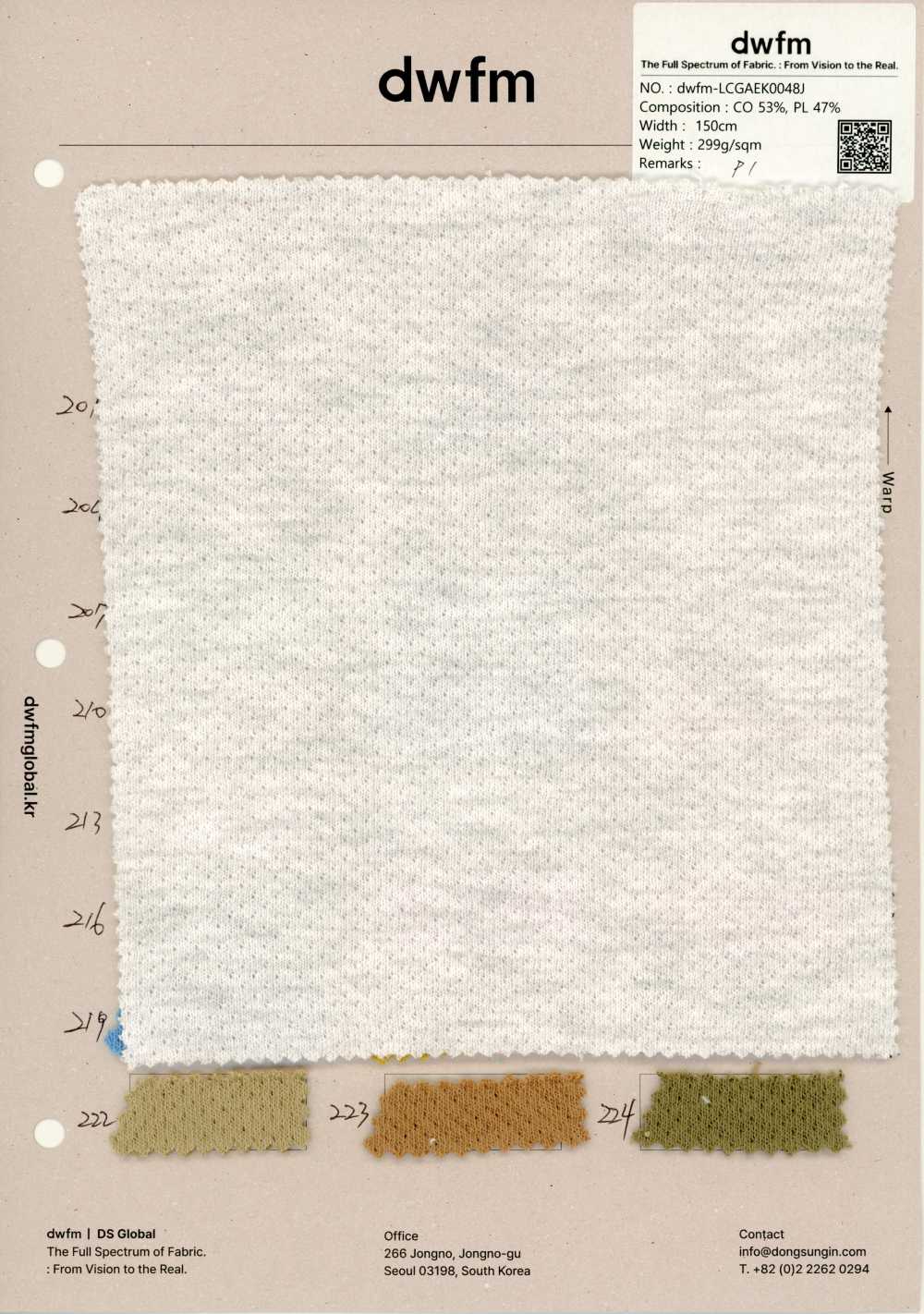 DWFM-LCGAEK0048J Áo Nỉ Cotton Polyester[Vải]