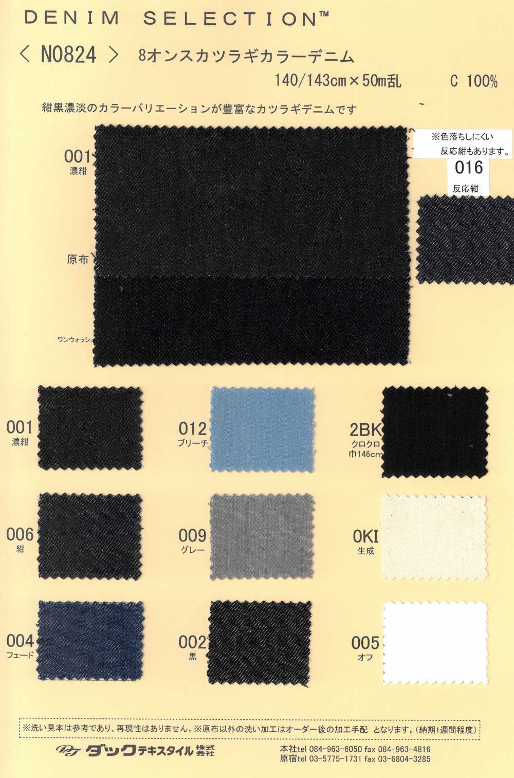N0824-OUTLET Vải Drill Màu Denim 8 Oz DUCK TEXTILE