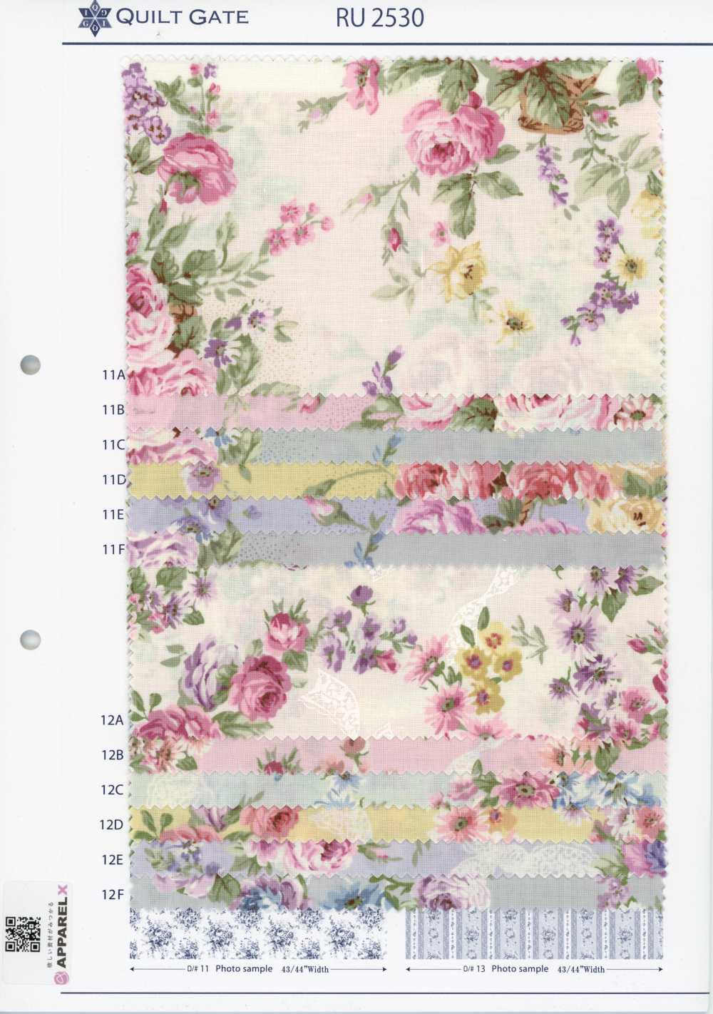 RU2530 Vải Mộc In RURU BOUQUET Rose Wreath (Cuộn Tròn) COSMO TEXTILE