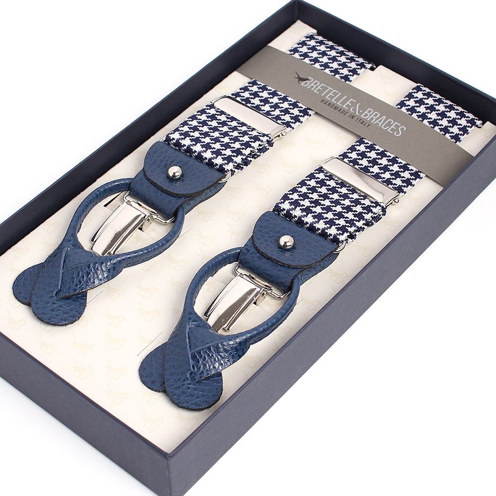 VAR-0124 BRETELLE & BRACES Hoạ Tiết Răng Cưa Lattice Navy[Phụ kiện trang trọng] Bretelle & Niềng Răng
