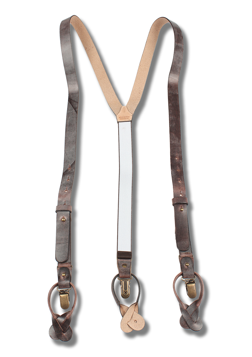 VAR-008-BR BRETELLE & BRACES Dây đai đeo Quần Chữ Y Leather Brown Antique Brown[Phụ kiện trang trọng] Bretelle & Niềng Răng