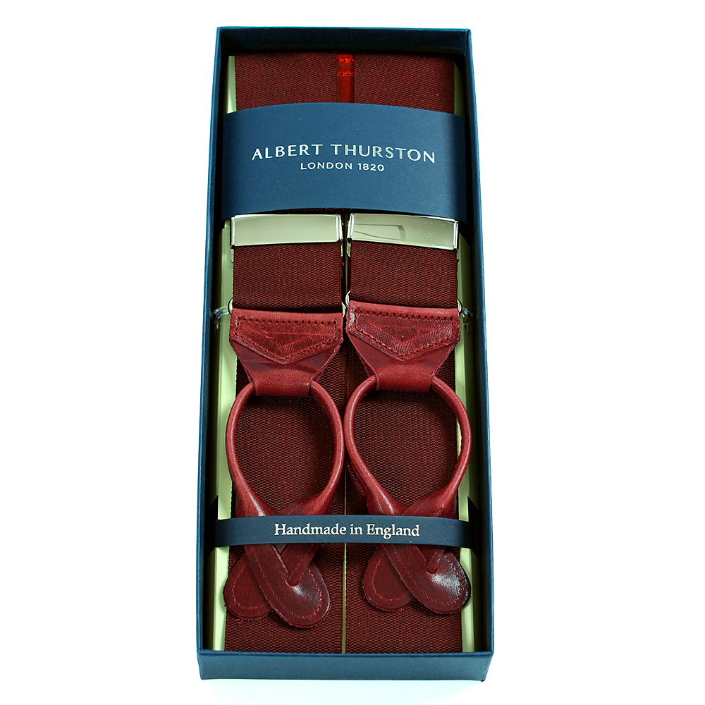 AT-40MAROON Albert Thurston Dây đai đeo Quần Chữ Y Maroon 40mm Rigid (Ruy Băng)[Lễ Phục Kiện Trang Trọng] ALBERT THURSTON