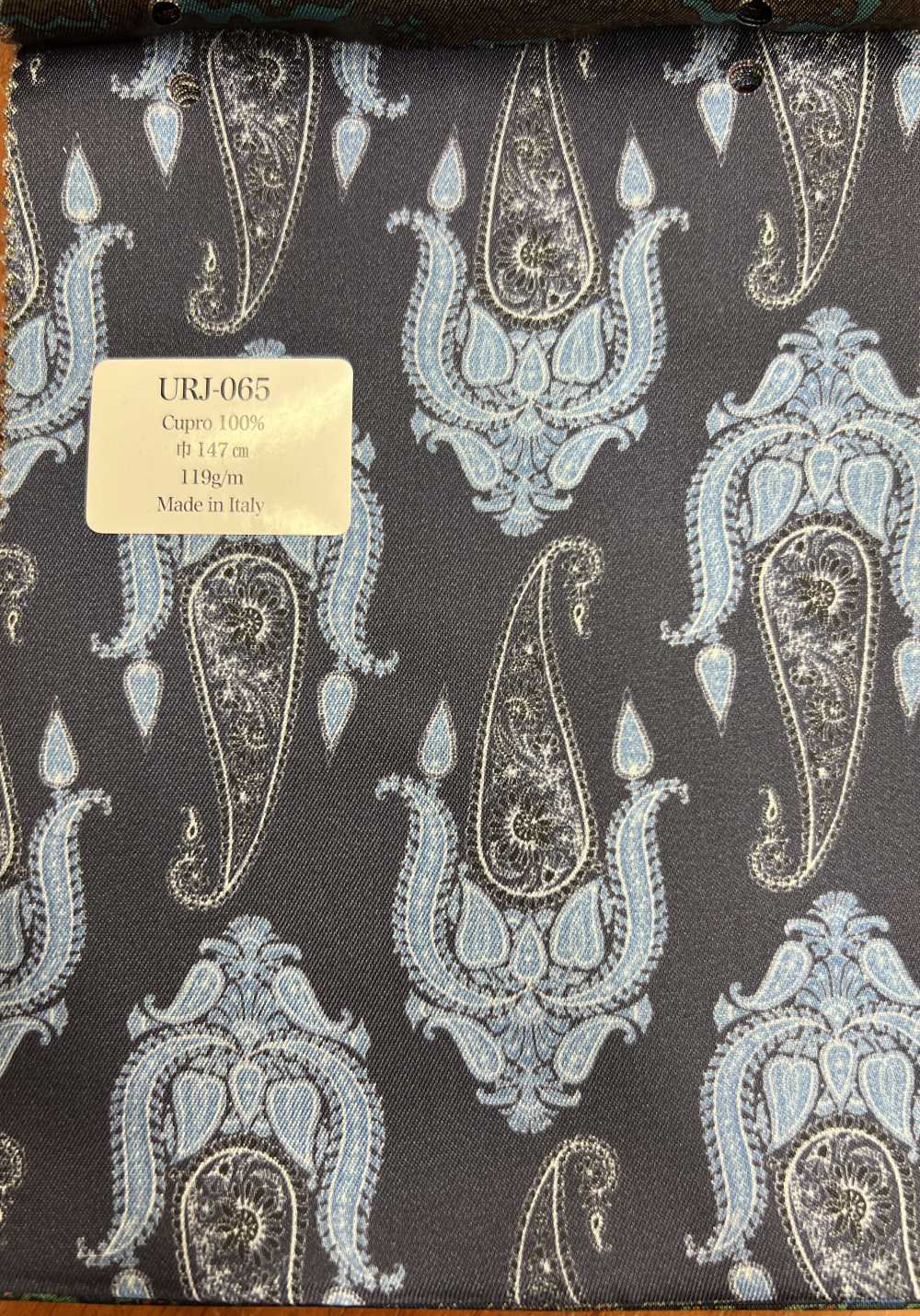 URJ-065 Sản Xuất Tại Ý 100% Cupro Print Vải Lót Họa Tiết Paisley Lớn Màu Xanh TCS