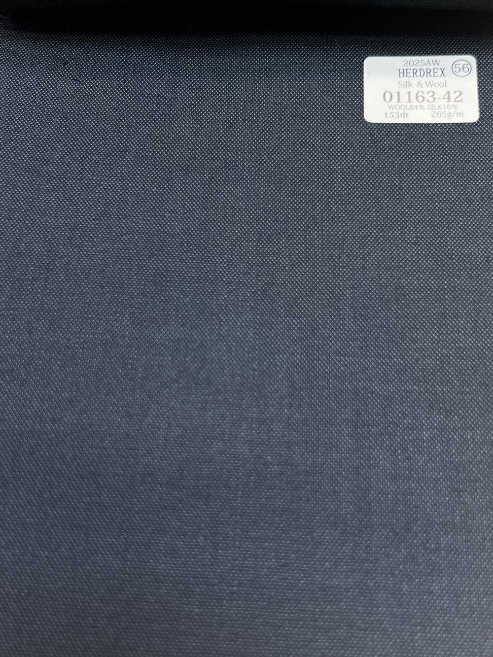 01163-42 25AW HERDREX [Lụa & Len] Lụa Và Len Xanh Navy Vải Trơn Không Hoạ Tiết Công Ty TNHH Kunishima