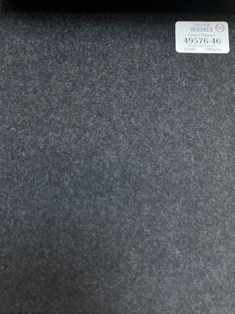 49576-46 25AW HERDREX [Grace Flannel] Grace Vải Dạ Flannel Charcoal Vải Trơn Không Hoạ Tiết Công Ty TNHH Kunishima