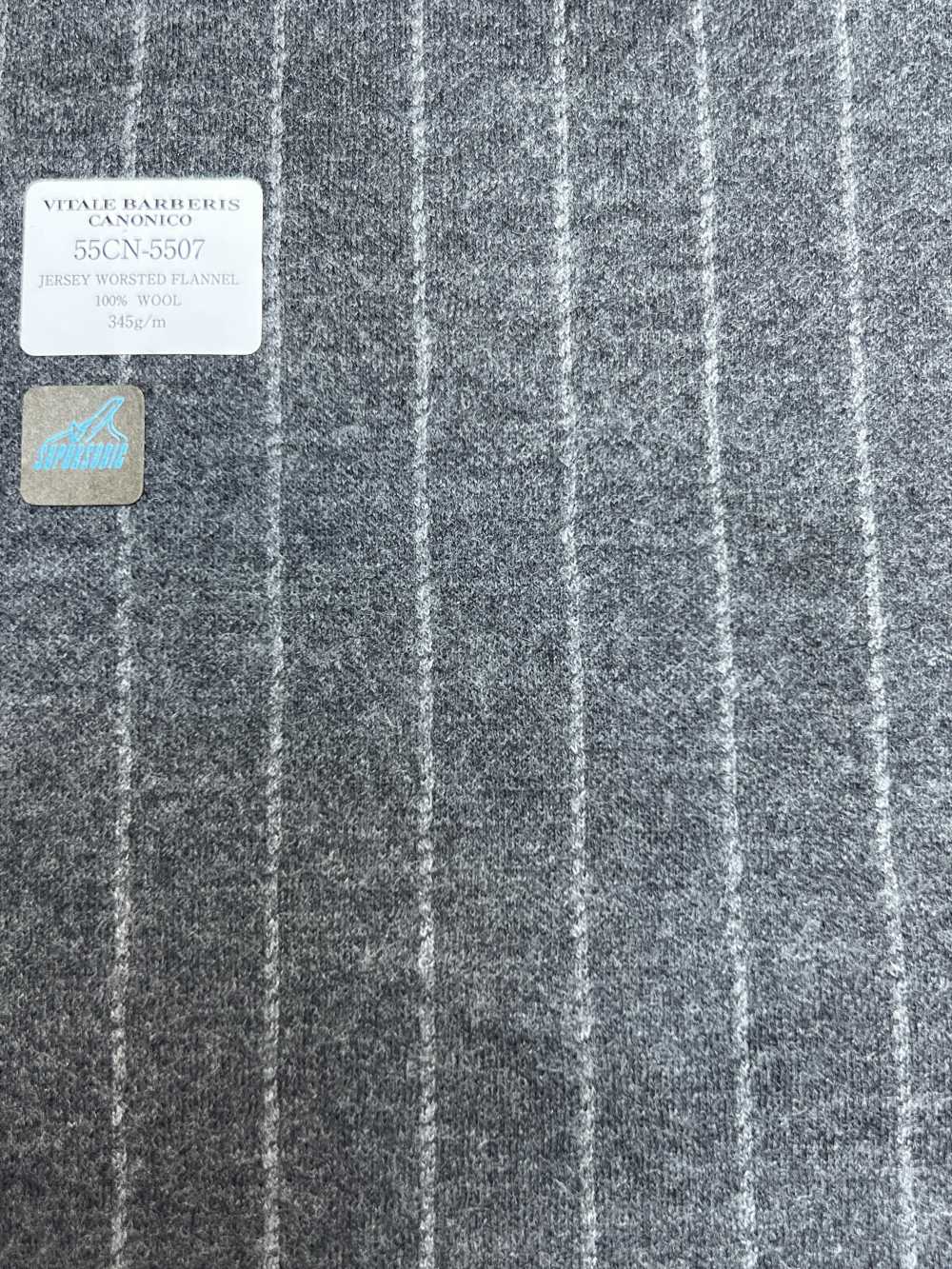 55CN5507 CANONICO JERSEY WORSTED FLANNEL GRAY CHALK Kẻ Sọc[Vải] CANONICO