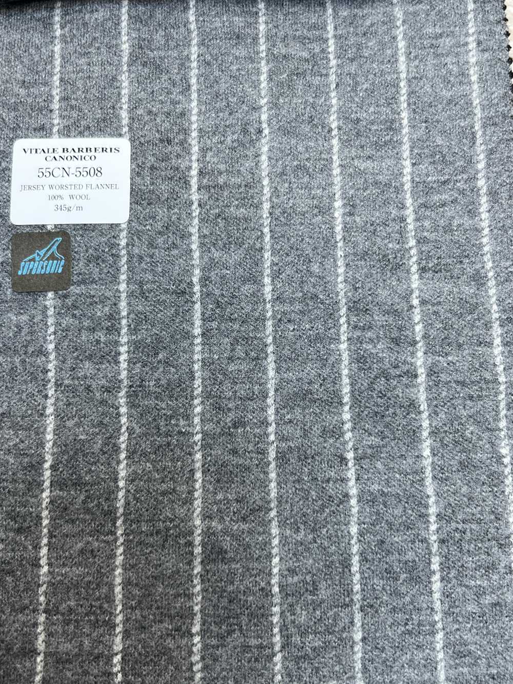 55CN5508 CANONICO JERSEY WORSTED FLANNEL Kẻ Sọc Phấn Xám Nhạt[Vải] CANONICO