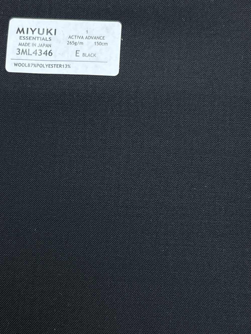 3ML4346 26SS Vải Miyuki MIYUKI ESSENTIALS ACTIVA ADVANCE Màu đen Vải Trơn Không Hoạ Tiết Miyuki Keori (Miyuki)