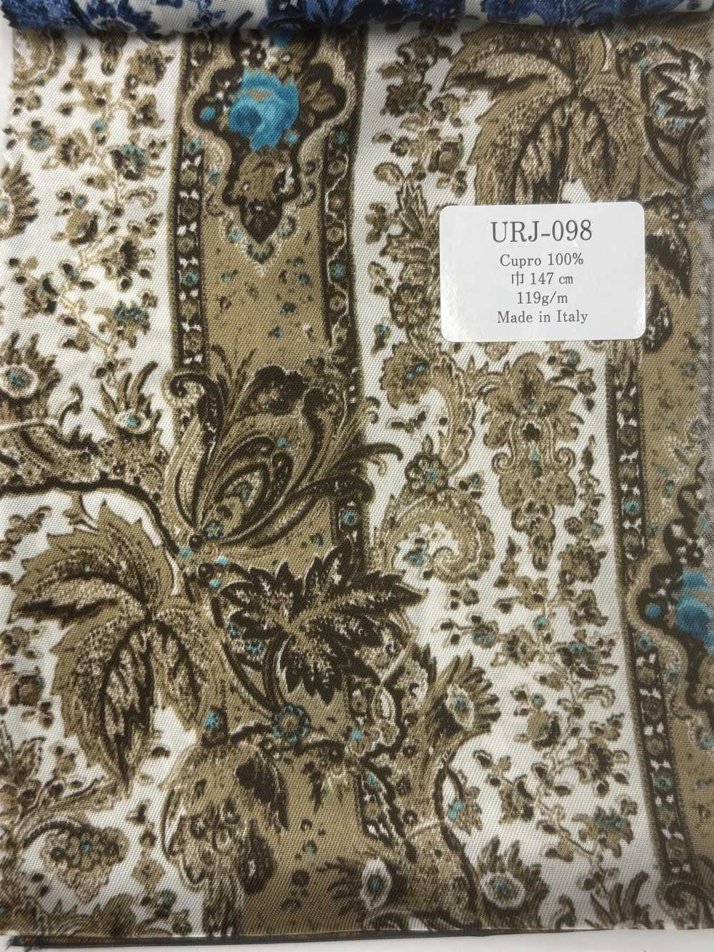 URJ-098 Sản Xuất Tại Ý , Vải Lót In Họa Tiết Paisley, Chất Liệu Cupro 100%, Màu Nâu. TCS