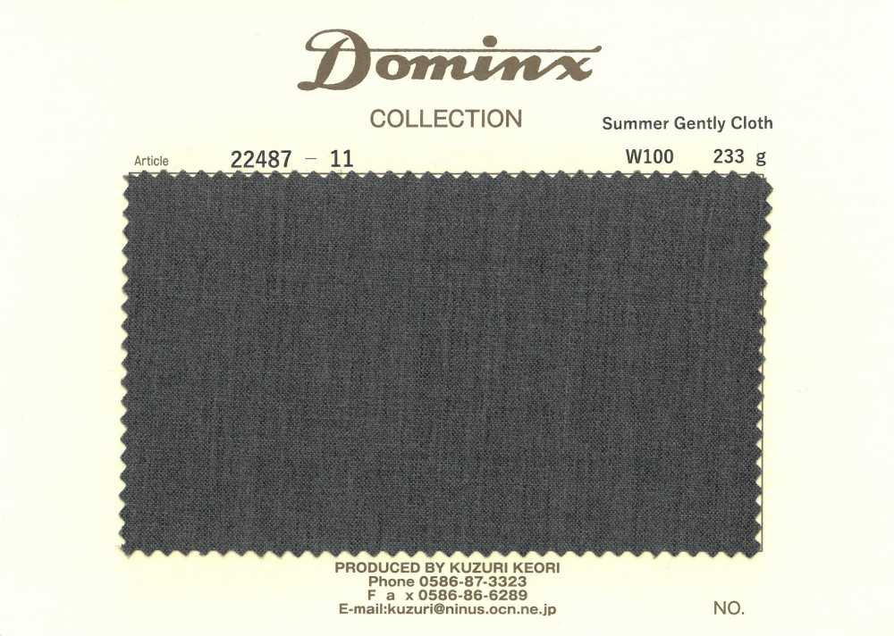 22487-11 Áo Khoác Mùa Hè Chất Liệu Vải Mềm Mại 100% Len DOMINX (Dominx) Màu Xám đậm Vải Len Kuzuri (DOMINX)