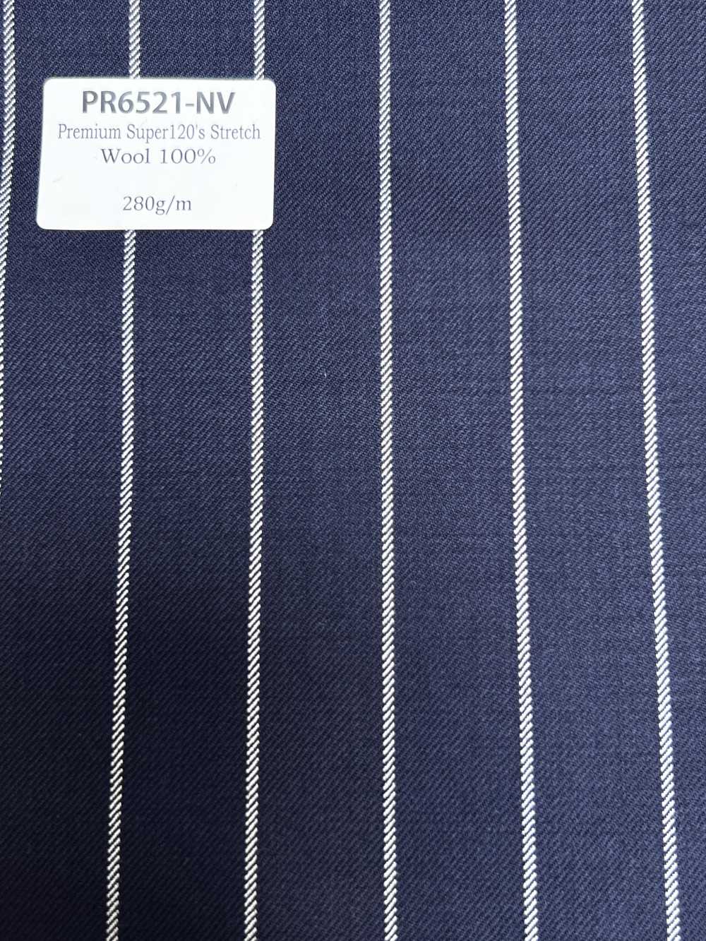 PR6521-NV Tiêu Chuẩn, Sản Xuất Tại Nhật Bản, Premium Super120's Co Giãn, Kẻ Sọc, Xanh Navy[Vải]