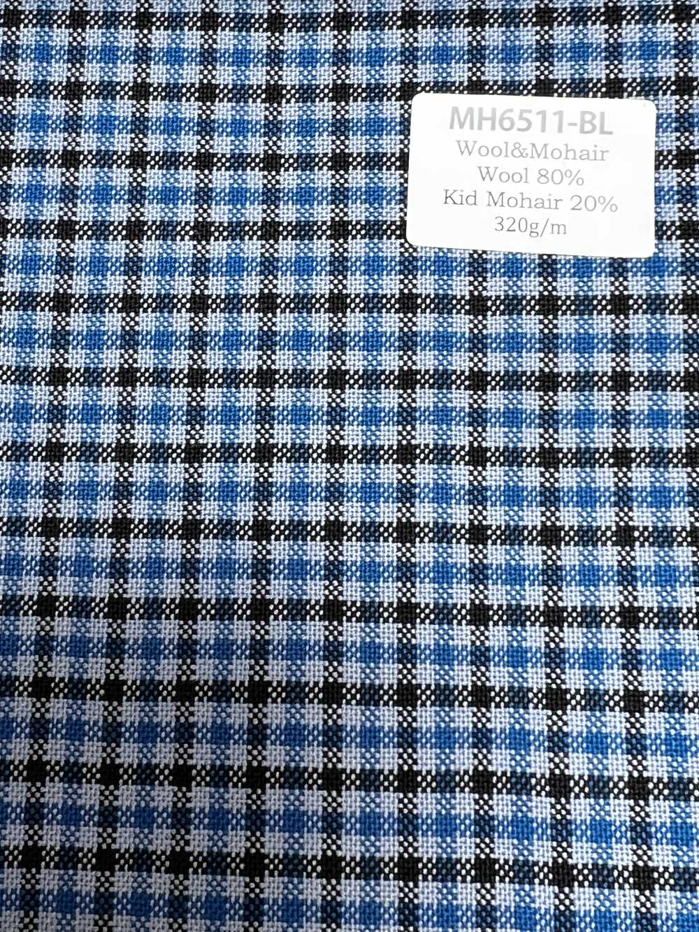 MH6511-BL Vải Wool Mohair Worsted Tiêu Chuẩn, Sản Xuất Tại Nhật Bản (Kiểu Tonic), Kẻ Caro Màu Xanh Dương