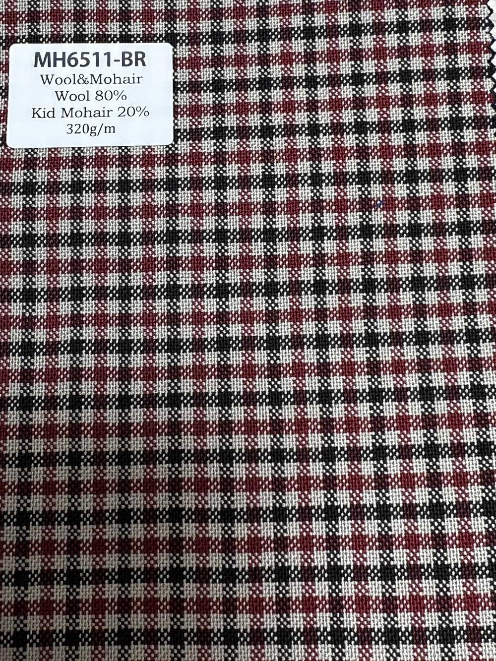 MH6511-BR Vải Wool Mohair Nhẹ Kiểu Tonic Sản Xuất Tại Nhật Bản, Kẻ Caro Màu Nâu Tiêu Chuẩn