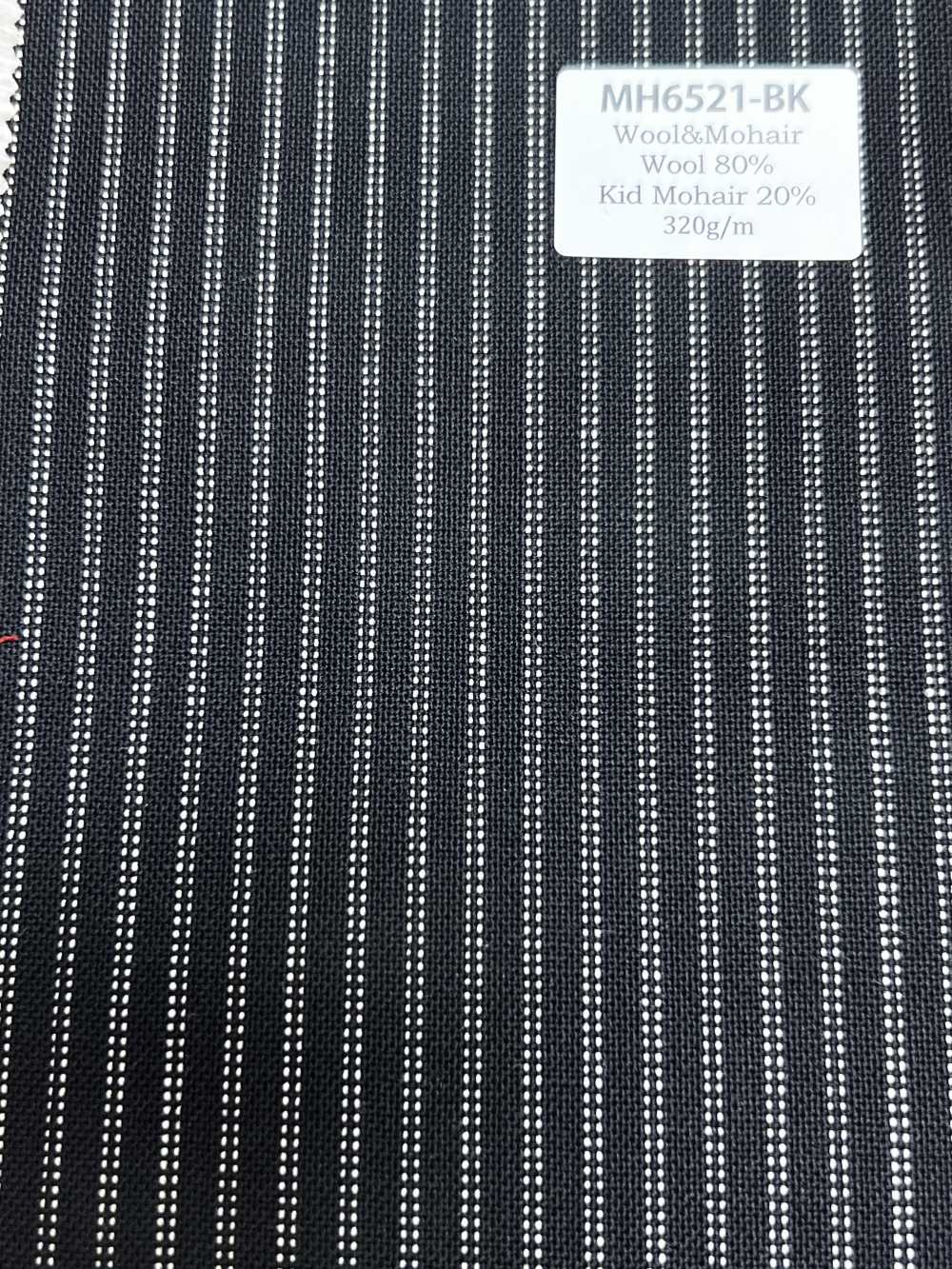 MH6521-BK Vải Wool Mohair Dệt Trơn Kiểu Tonic Sản Xuất Tại Nhật Bản, Tiêu Chuẩn, Kẻ Sọc Màu đen