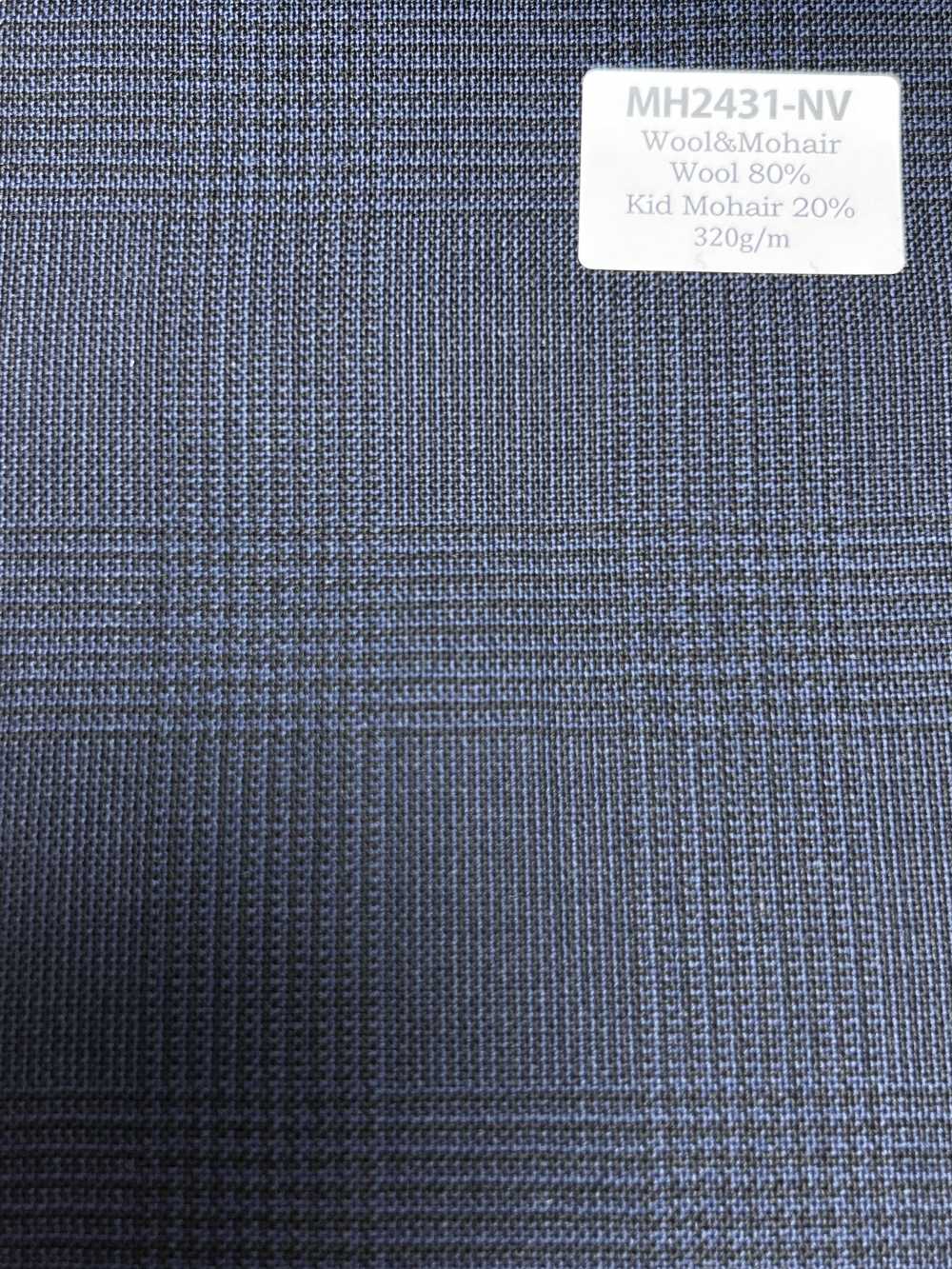 MH2431-NV Vải Len Mohair Chải Kỹ Kiểu Tonic, Kẻ Caro, Màu Xanh Navy, Tiêu Chuẩn – Sản Xuất Tại Nhật